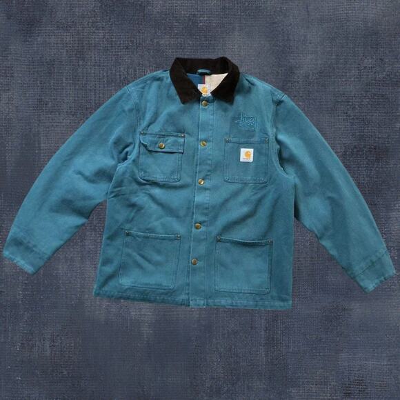 STUSSY Men's Blue Co-Branded Jacket - Picture 1 of 4